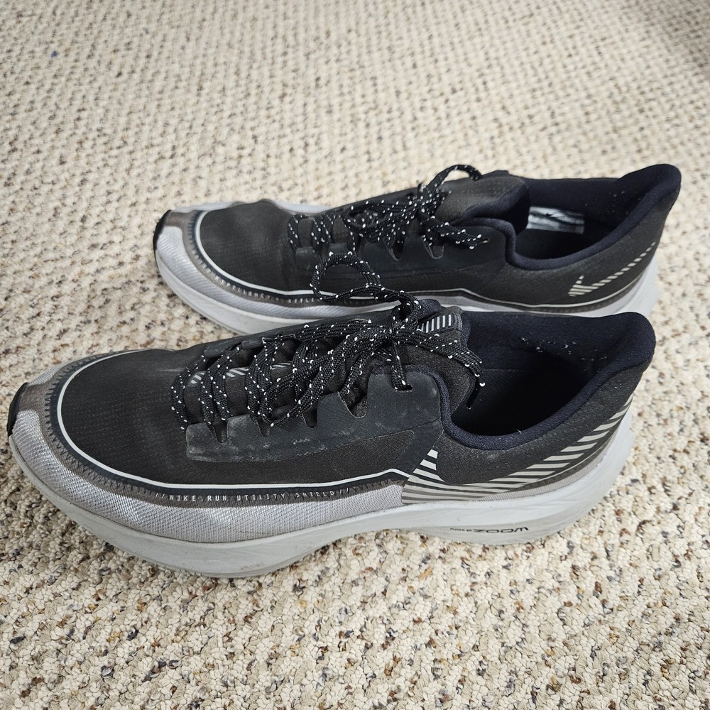 Nike Zoom WinFlo 6 Shield Reflect Silver Running‎ Sneakers Shoes Black Men 11.5